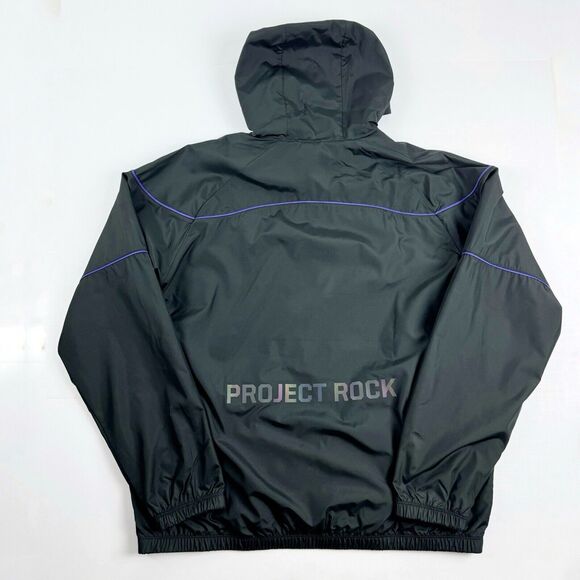 Under Armour Project Rock Men's Black Pullover Windbreaker Anorak Jacket Large - Picture 14 of 16